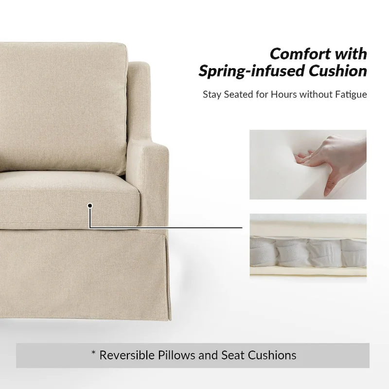 Stan Farmhouse Slipcover Rocking Swivel Chair by HULALA HOME