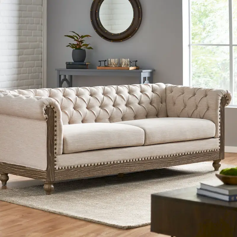 Castalia Nailhead Trim Chesterfield Sofa by Christopher Knight Home - 78.75 L x 33.50 W x 28.00 H