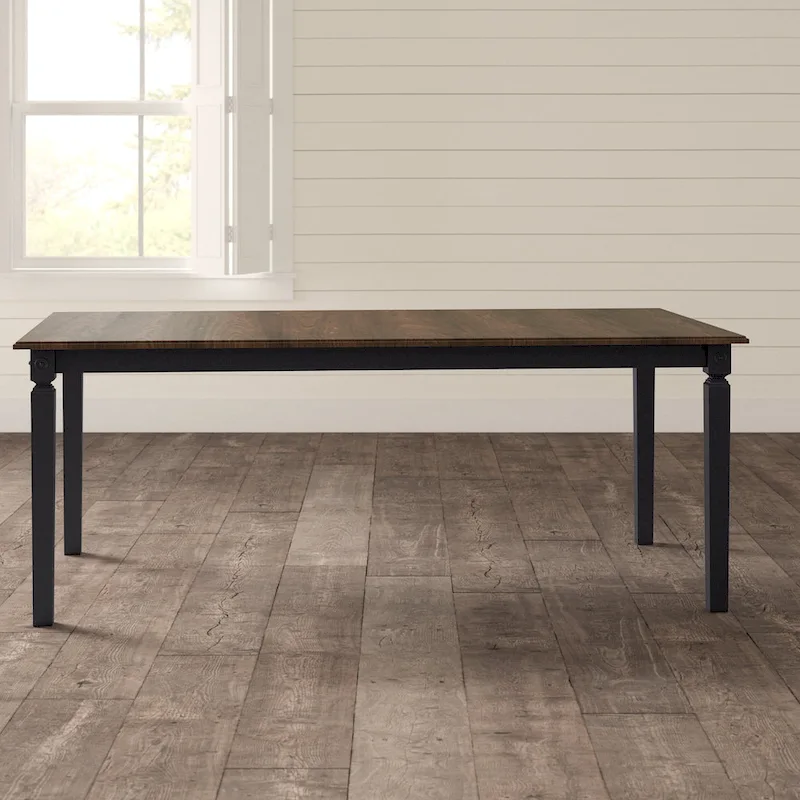 Black Charcoal Rectangle Dining Table with Extension Leaf