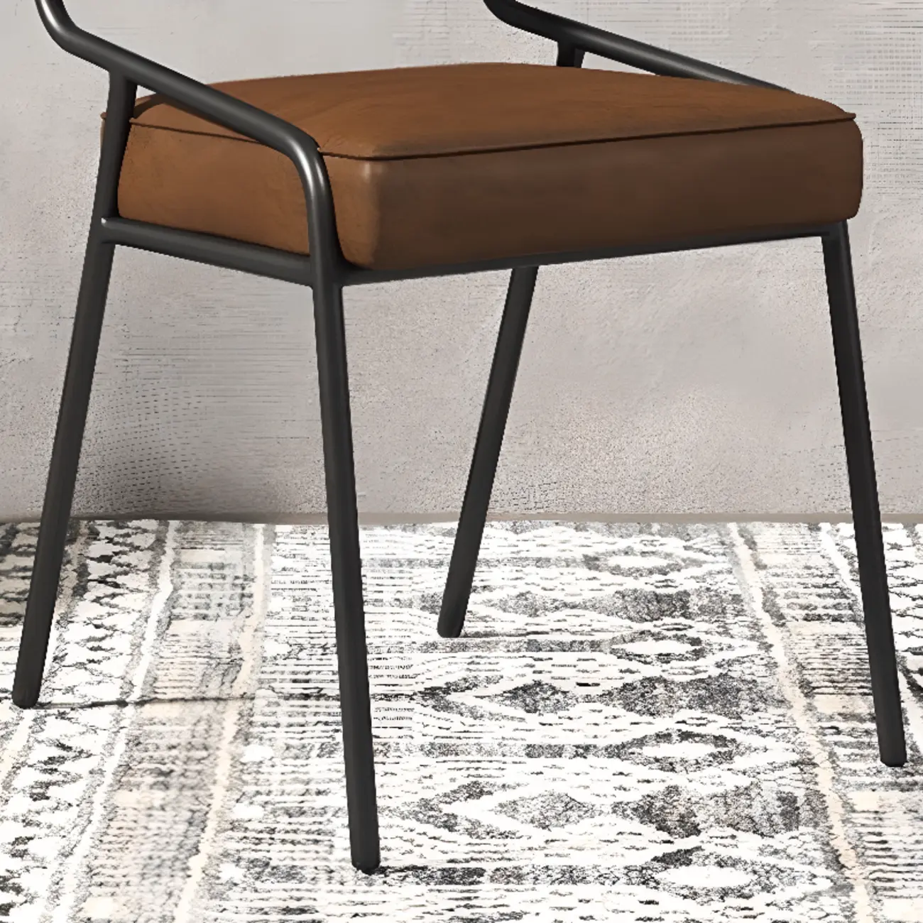 Modern Rectangle Faux Leather Open Back Dining Chair