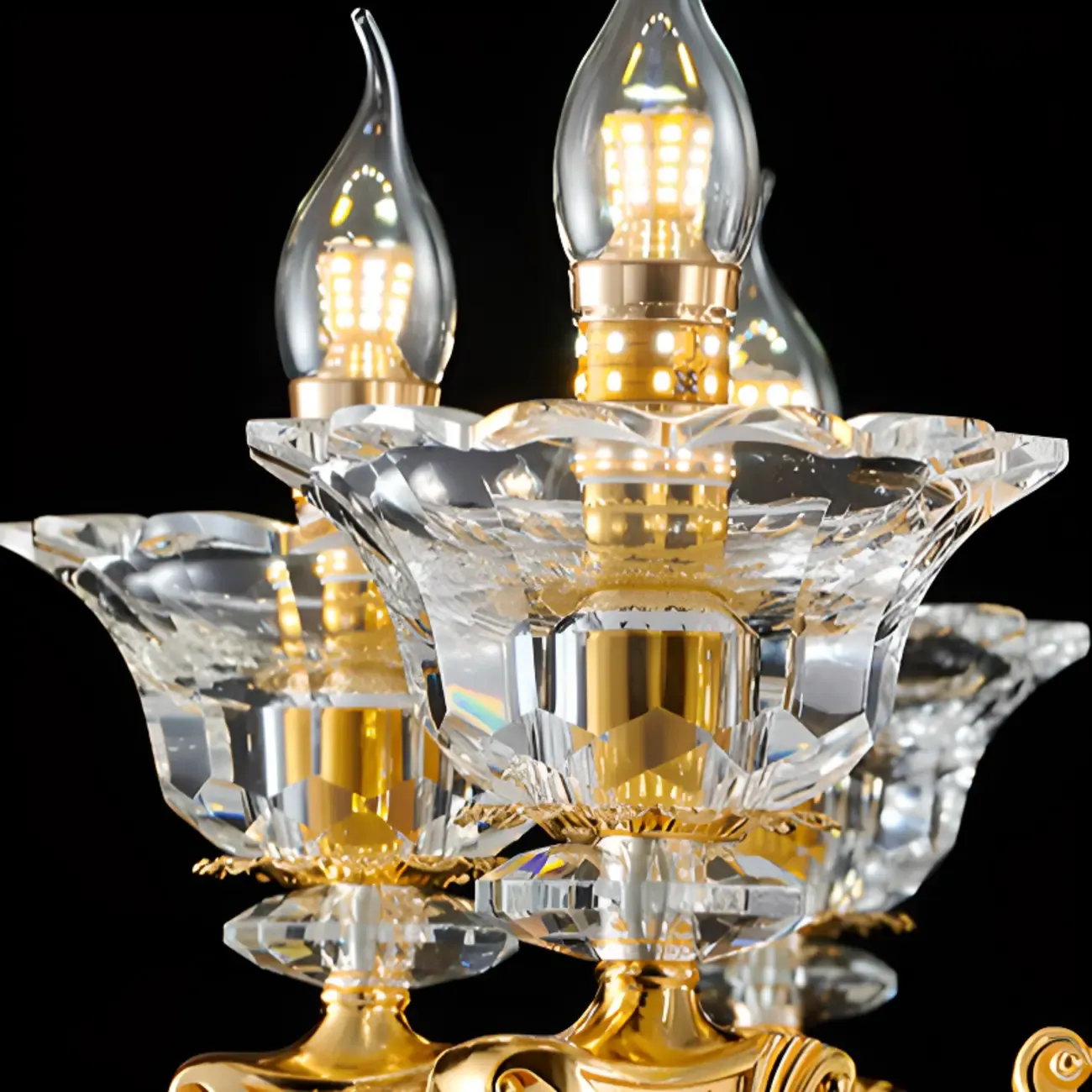 Living Room Golden Crystal Pendant Up Light Chandelier With Candelabra