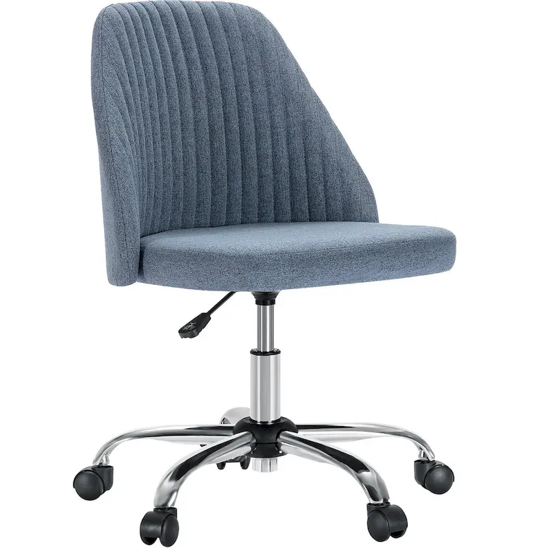 Armless Home Office Desk Chair with Wheels Adjustable Swivel Task Computer Vanity Chair for Small Spaces