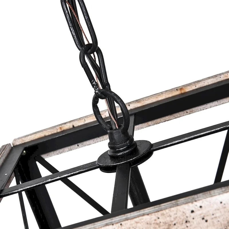 Farmhouse 1-light Distressed Wood Square Lantern Pendant
