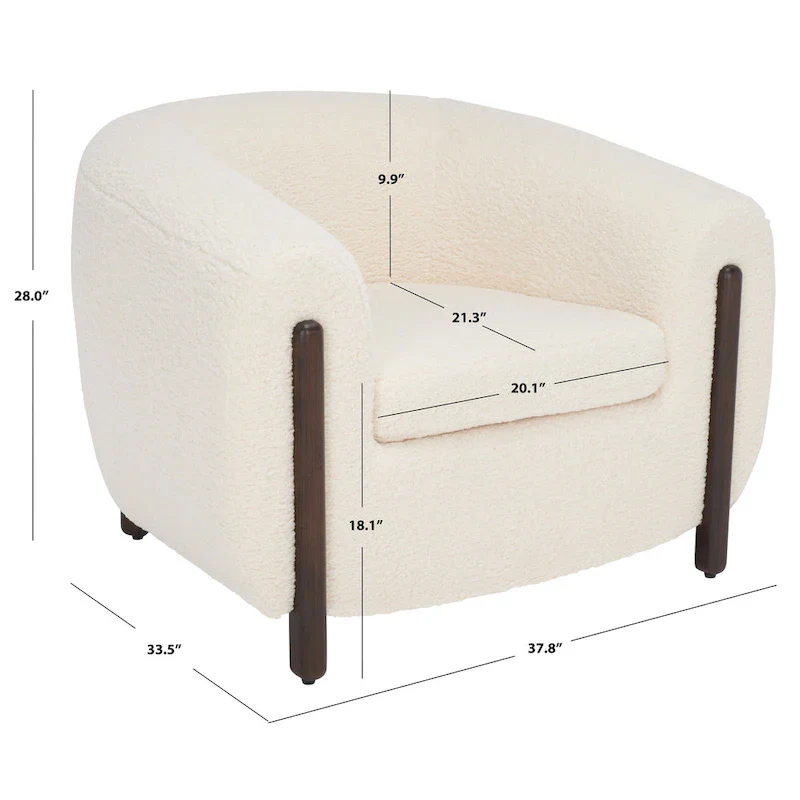 SAFAVIEH Couture Yauheniya Barrel Back Accent Chair - 38 In. W x 34 In. D x 28 In. H - 38Wx34Dx28H