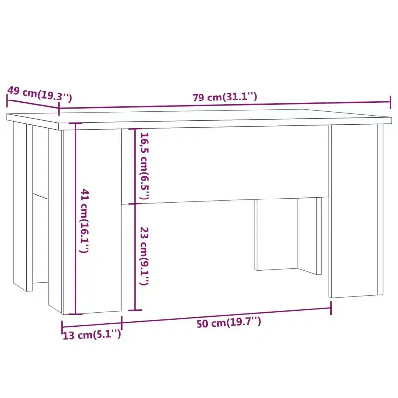 Coffee Table Smoked Oak Engineered Wood Medium