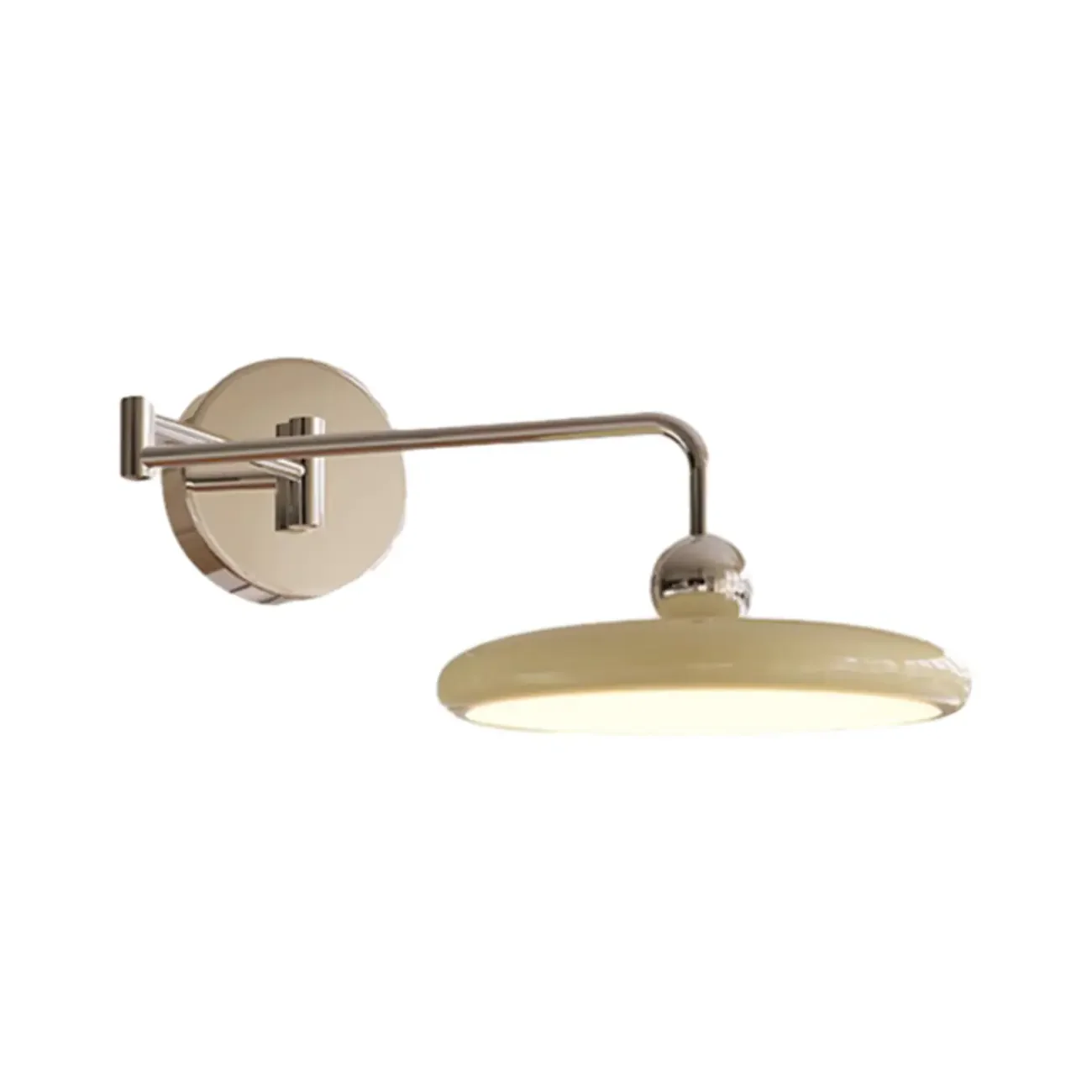 Modern Beige Swing Arm Wall Light with Round Shade