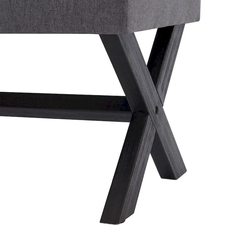 Upholstered Entryway Bench, Polyester, X-Shaped Wood Legs, 35.4