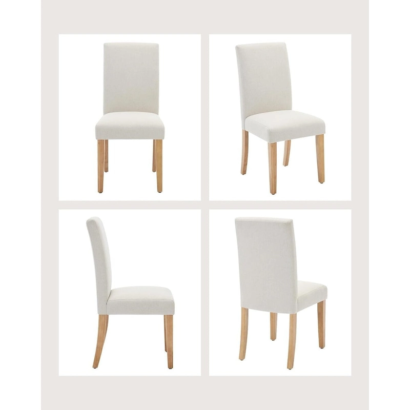 Modern Fabric Dining Chair Set of 4, Upholstered Kitchen Chair with Curved Backrest Wood Legs