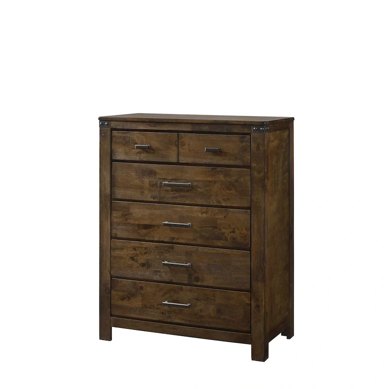 Joell 6 Piece Brown Ructic Panel Bedroom Set