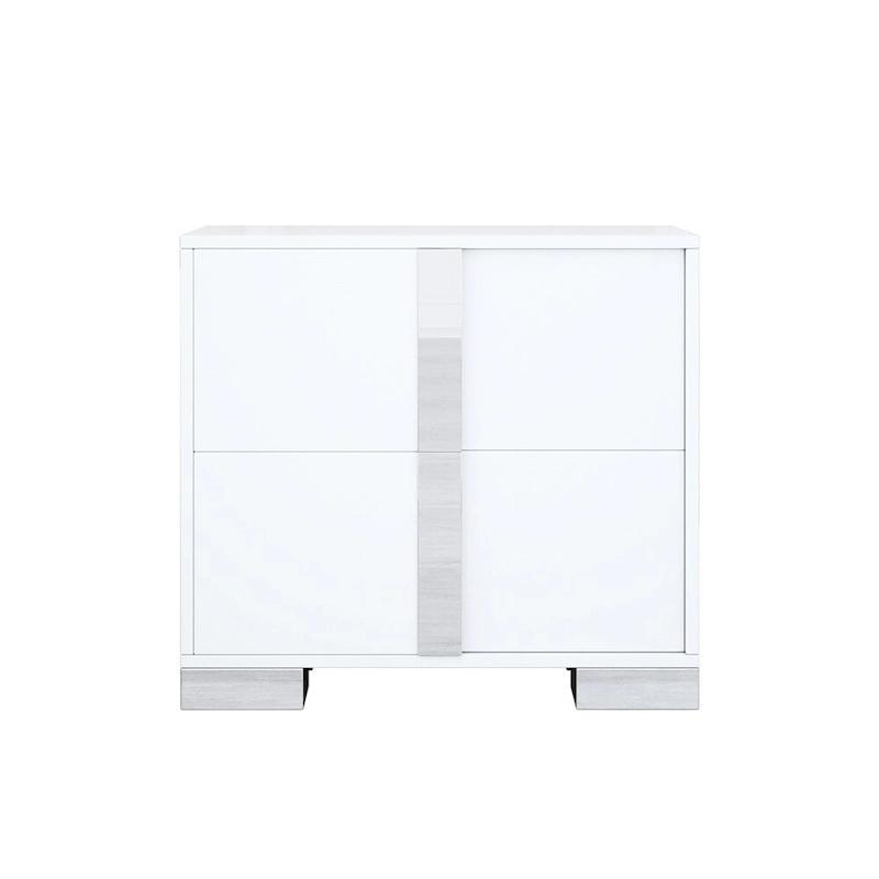 Elegant Mirrored Nightstand with Metal Handle, 2 Drawers