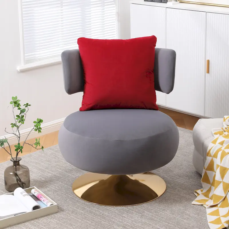 Fabric Swivel Round Barrel Chair