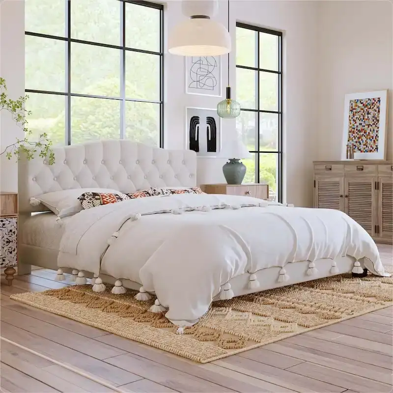 King Upholstered Platform Bed