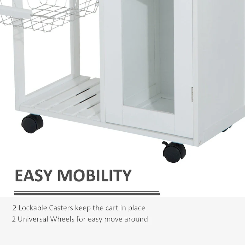 28 White Rolling Kitchen Trolley Serving Cart