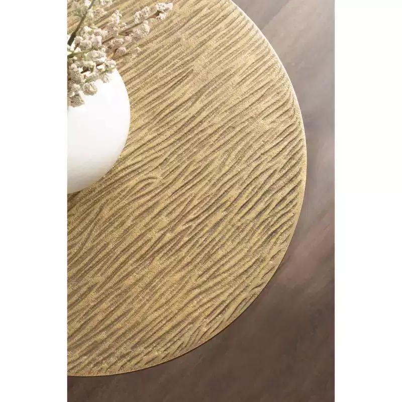 Black & Gold Round Metal Accent Side Table, 1-Person