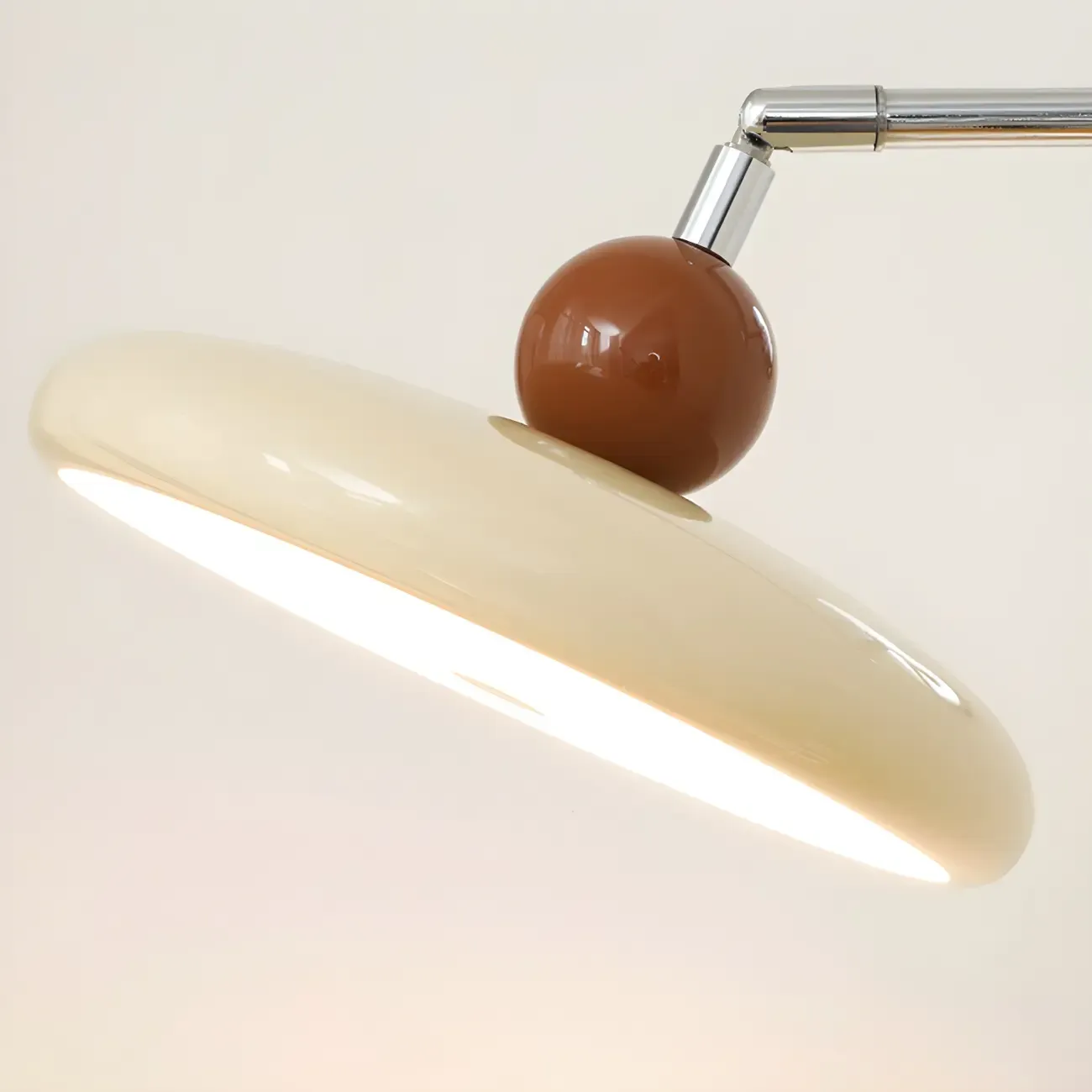 Modern Beige Circle Shade Sliver Swing Arm Wall Light