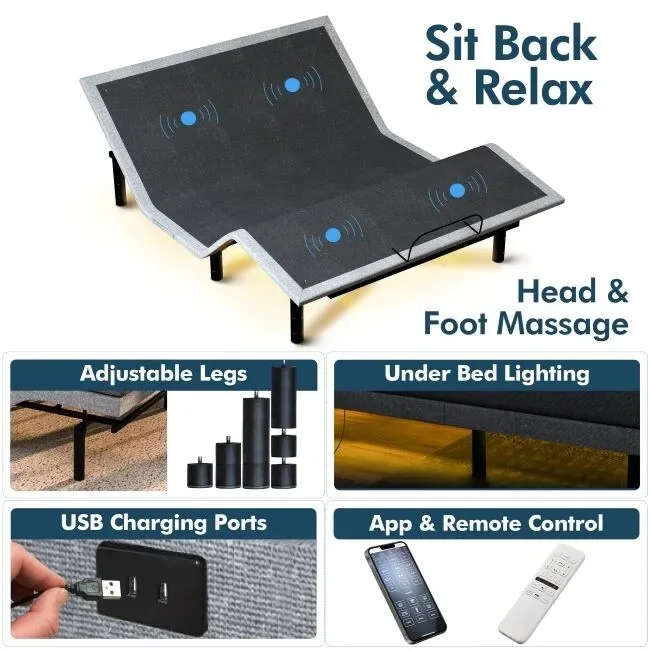 Adjustable Bed Base with 12