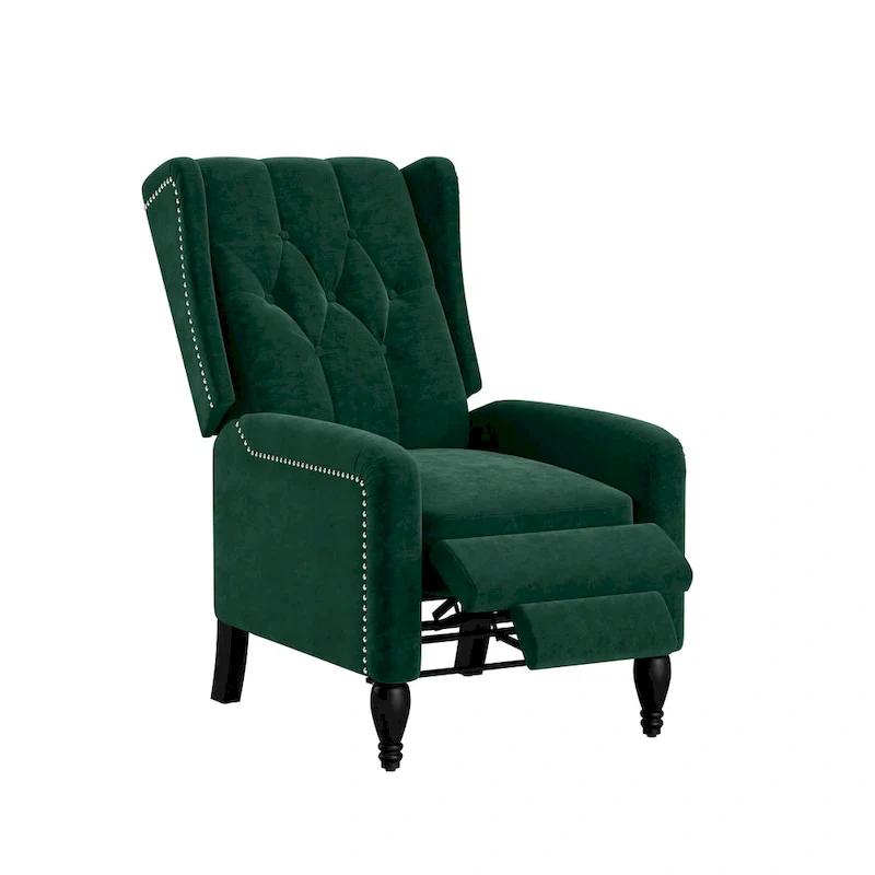 Gracewood Hollow Bea Velvet Wingback Push Back Recliner Chair