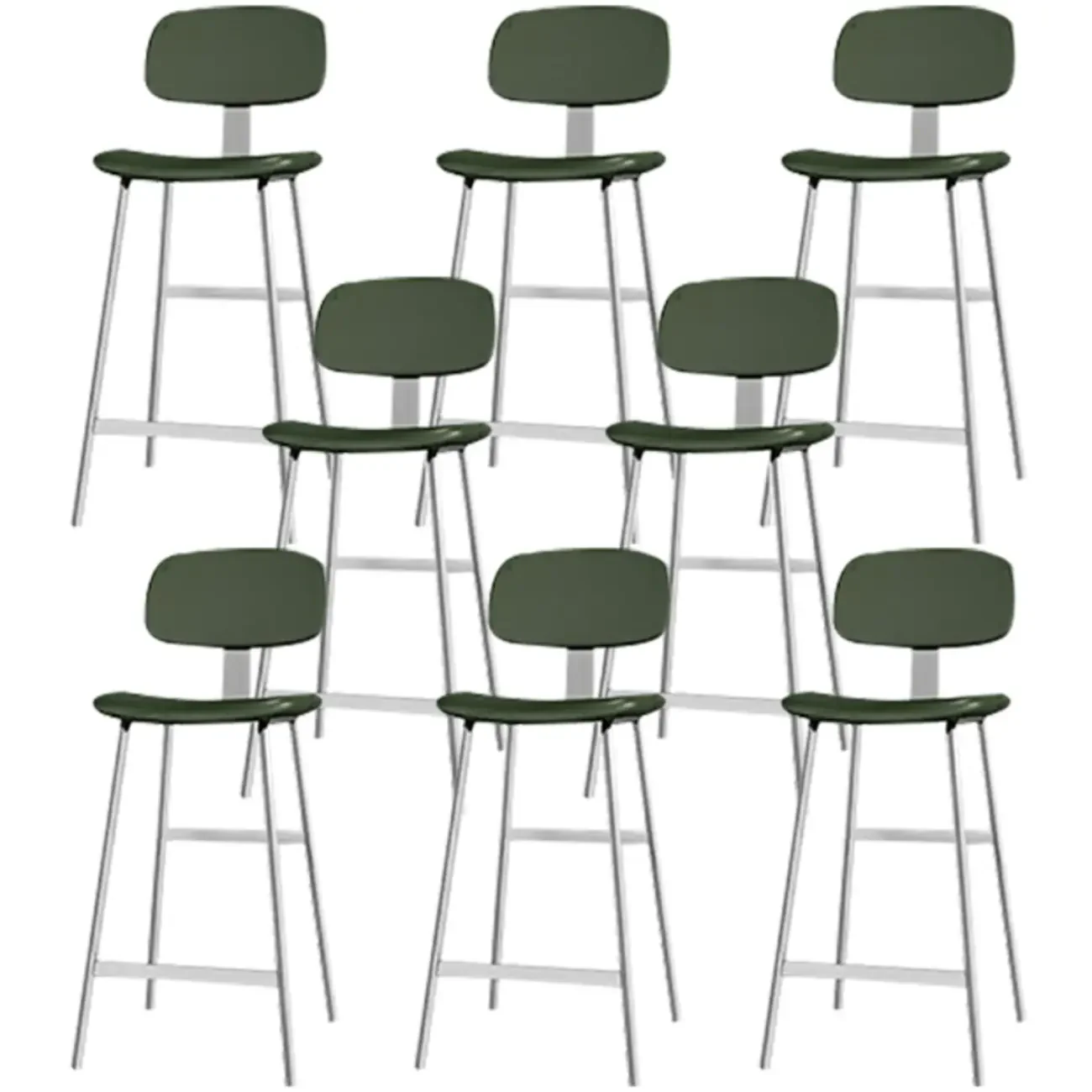 Industrial Faux Leather Metal Frame Bar Stools with Backs