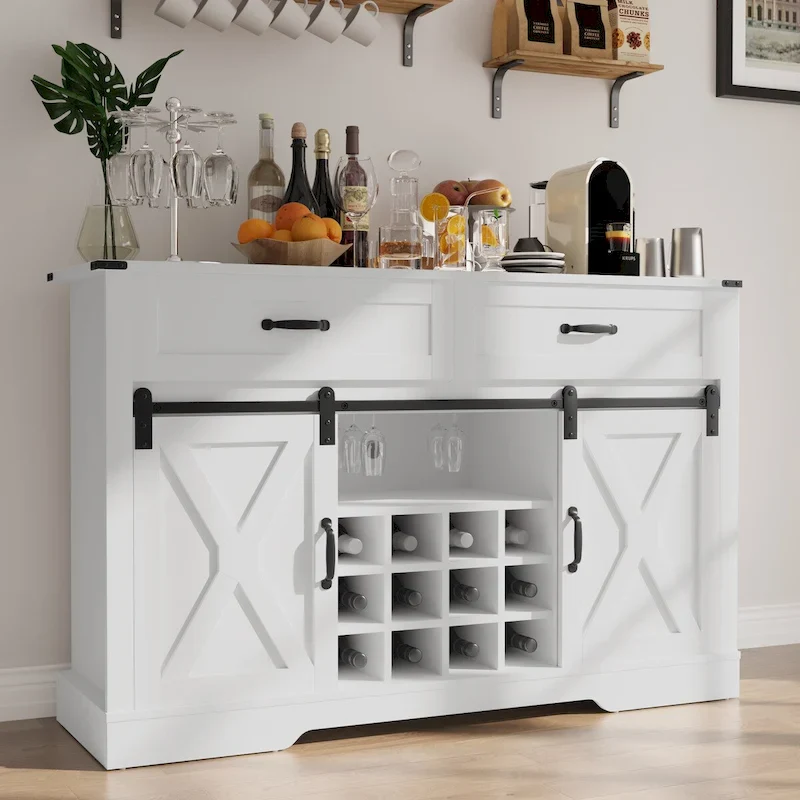 Royalcraft 51.96 Inch Bar Cabinet with Wine Rack and Large Storage