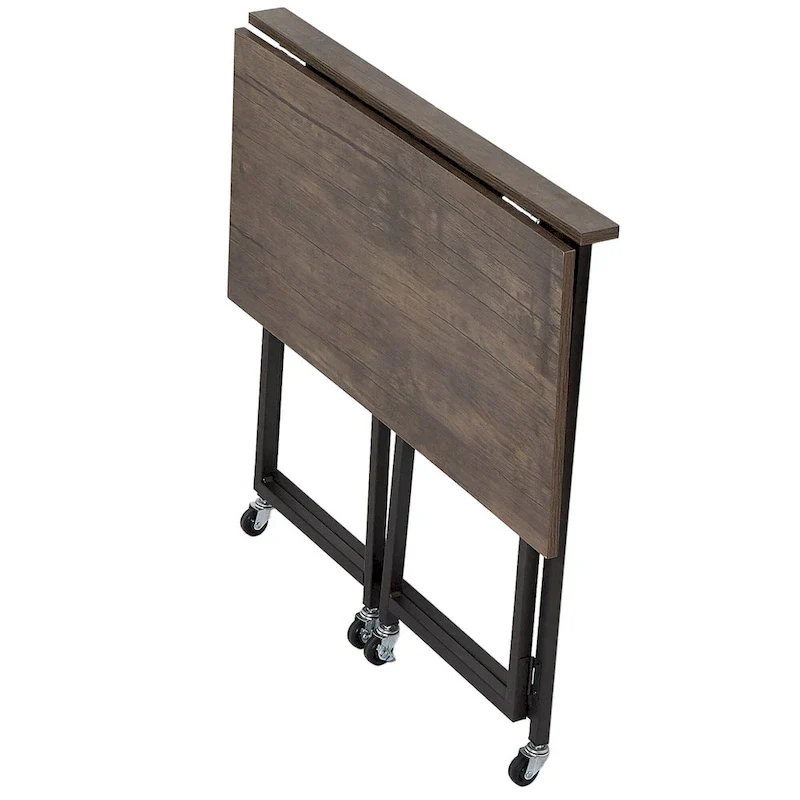 Rolling Folding Computer Desk 31.5, No Assembly Required, Space-Saving Foldable Laptop Table for Home Office
