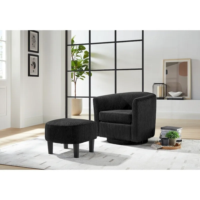 Swivel Accent Single Sofa Chair with Ottoman