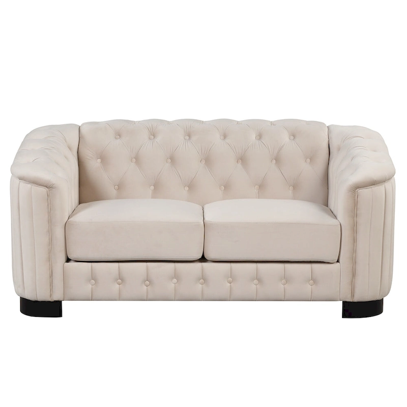 64.3 Velvet Upholstered Loveseat Sofa,Modern Loveseat Sofa with Thick Removable Seat Cushion,2-Person Loveseat Sofa Couch