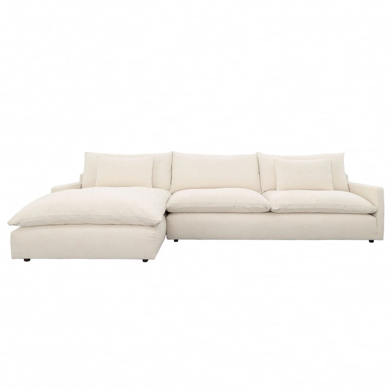 Glendale Left-Facing Chaise Upholstered Sectional, Cream