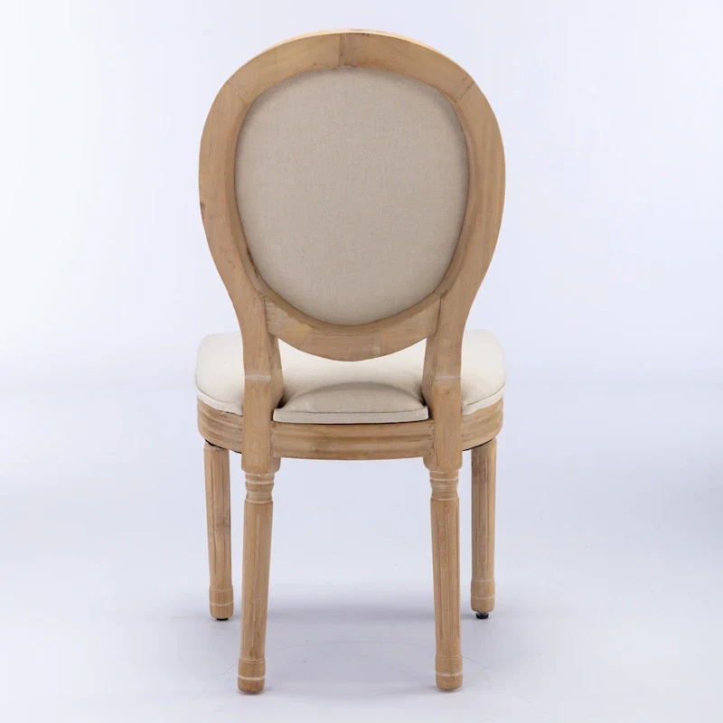 Solid Wood Dining Chair with Linen Upholstery, Set of 2