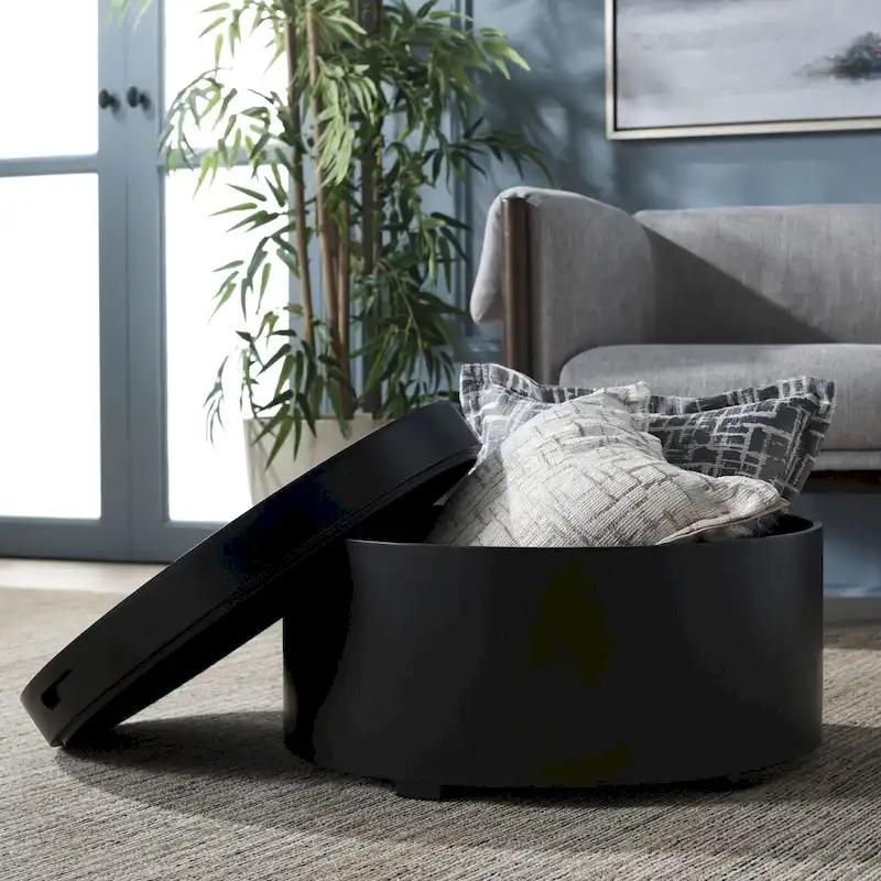 SAFAVIEH Ioana Round Tray Top Coffee Table with Storage - 23 L x 23 D x 13 H - 23Wx23Dx13H