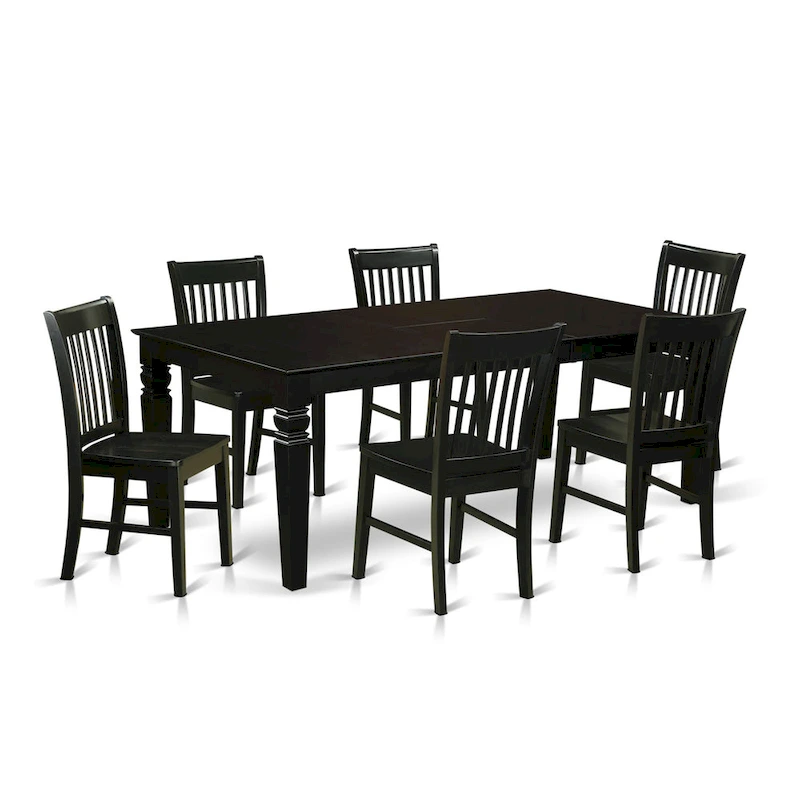 East West Furniture Kitchen Table Set- a Rectangle Dining Room Table and Dining Chairs, Black (Pieces Options)