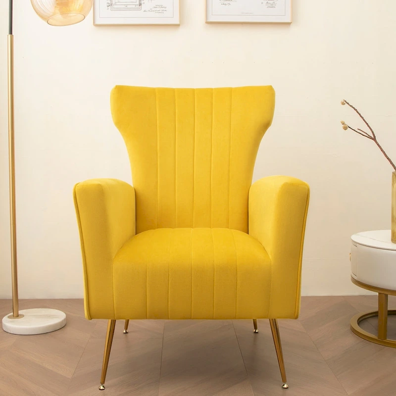 Velvet Accent Chair with Gold Legs