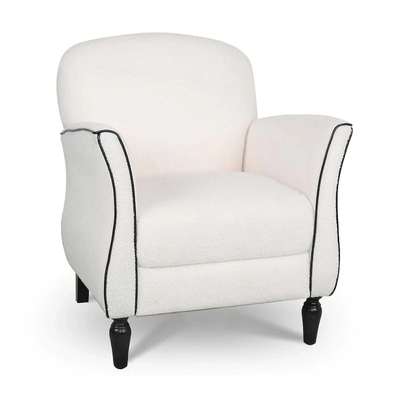 Upholstered Accent Chair with Wood Legs