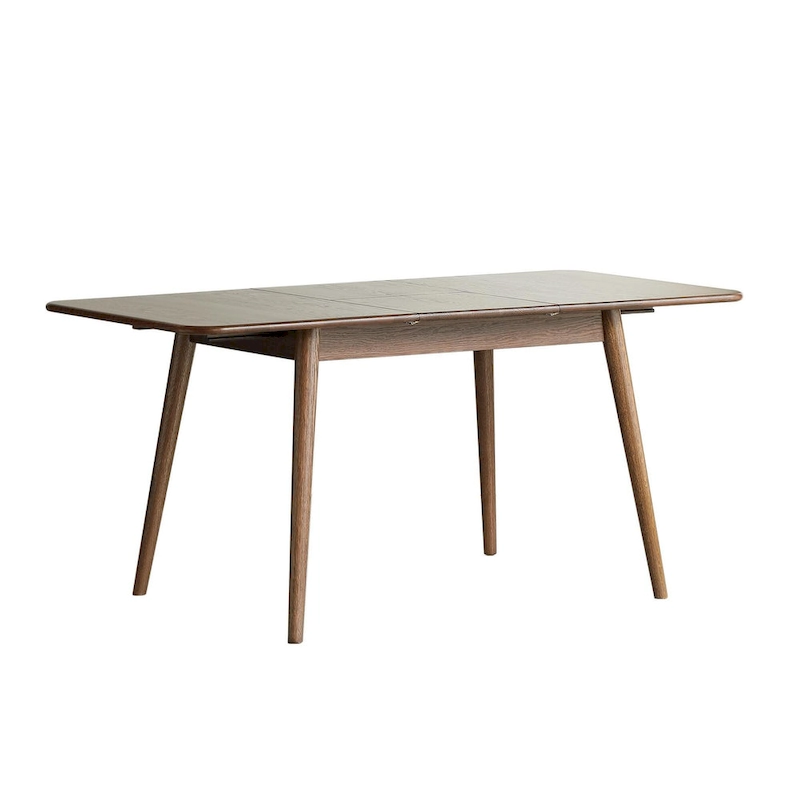 Walnut color solid oak round corner diagonal leg telescopic table Dining table wood (Walnut color)