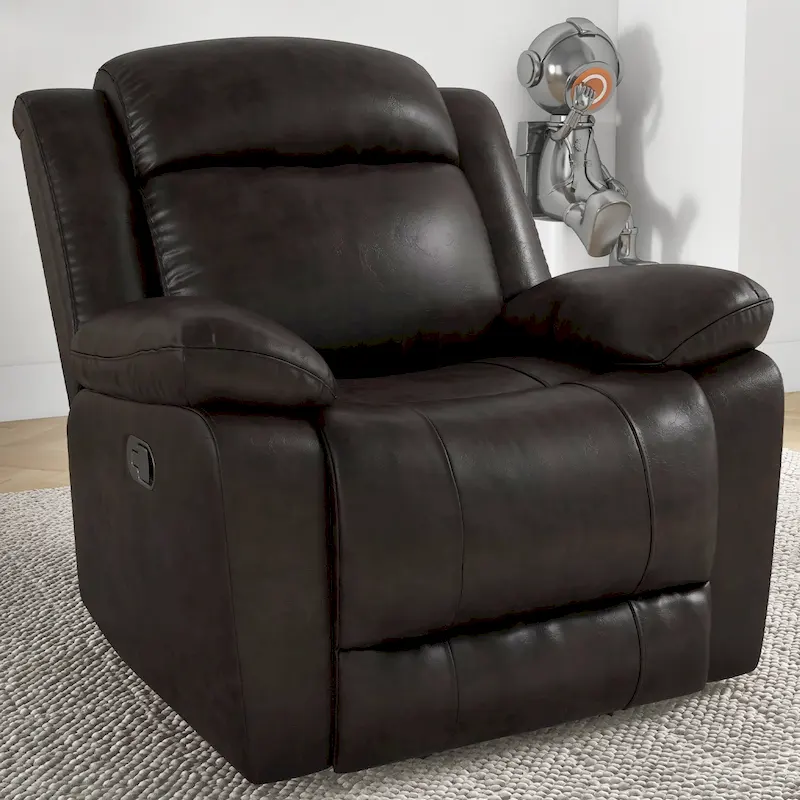 Manual Recliner Chair with Overstuffed Arm and Back