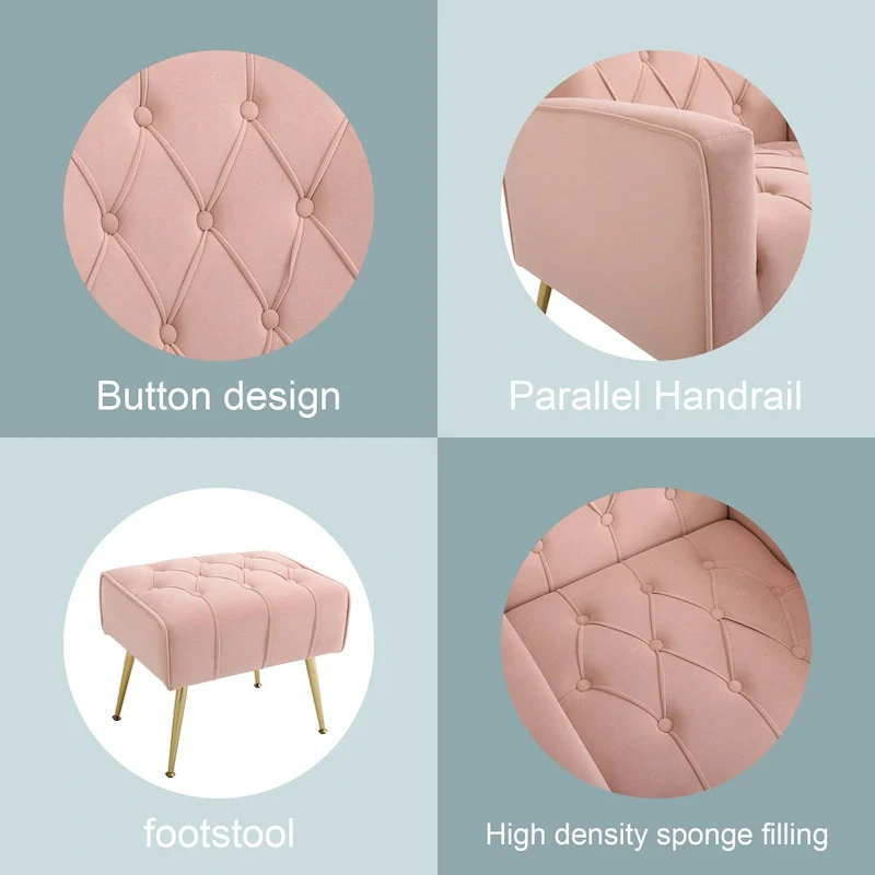 Upholstered Wingback Chair with Ottoman