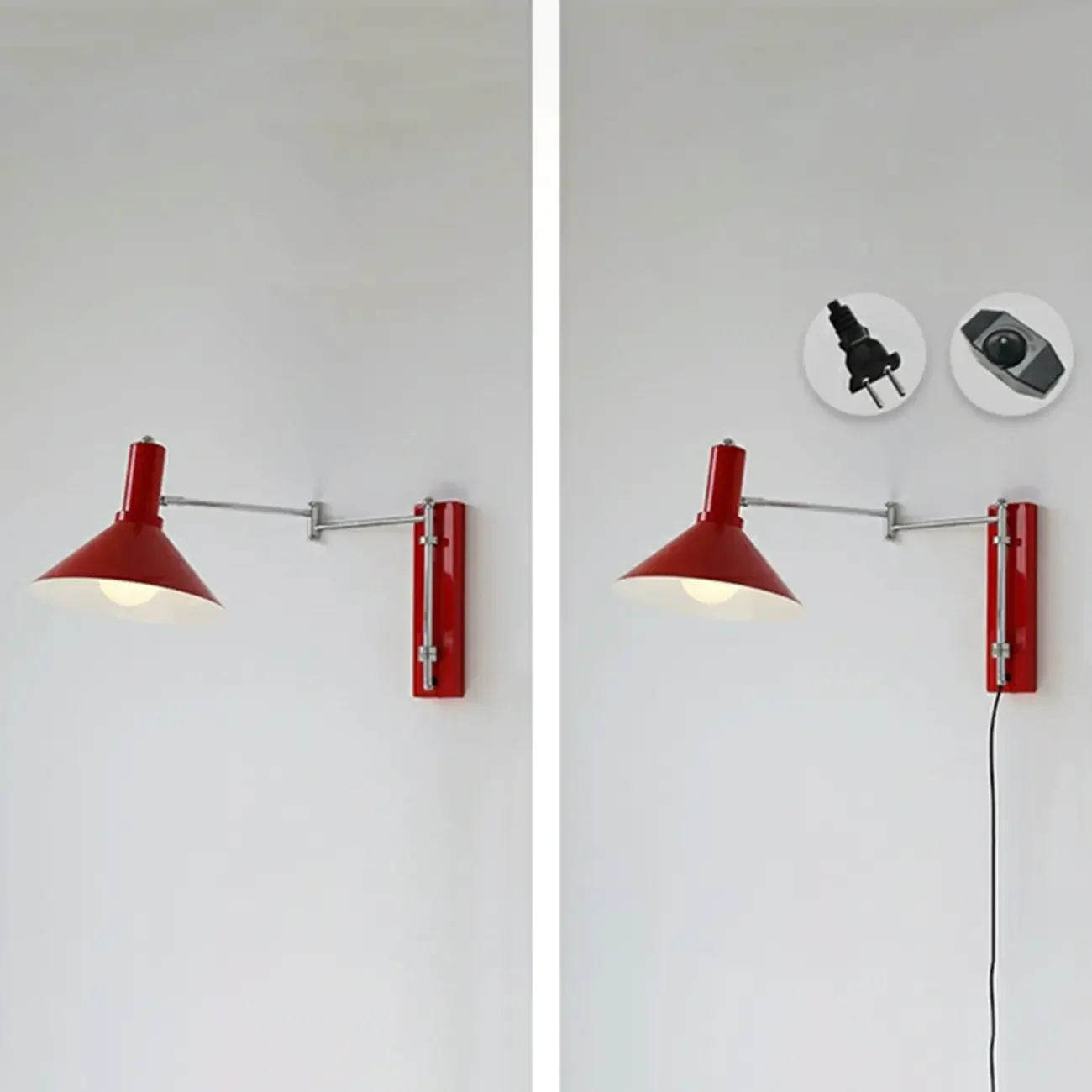 Metal Swing Arm Wall Light with Iron Shade