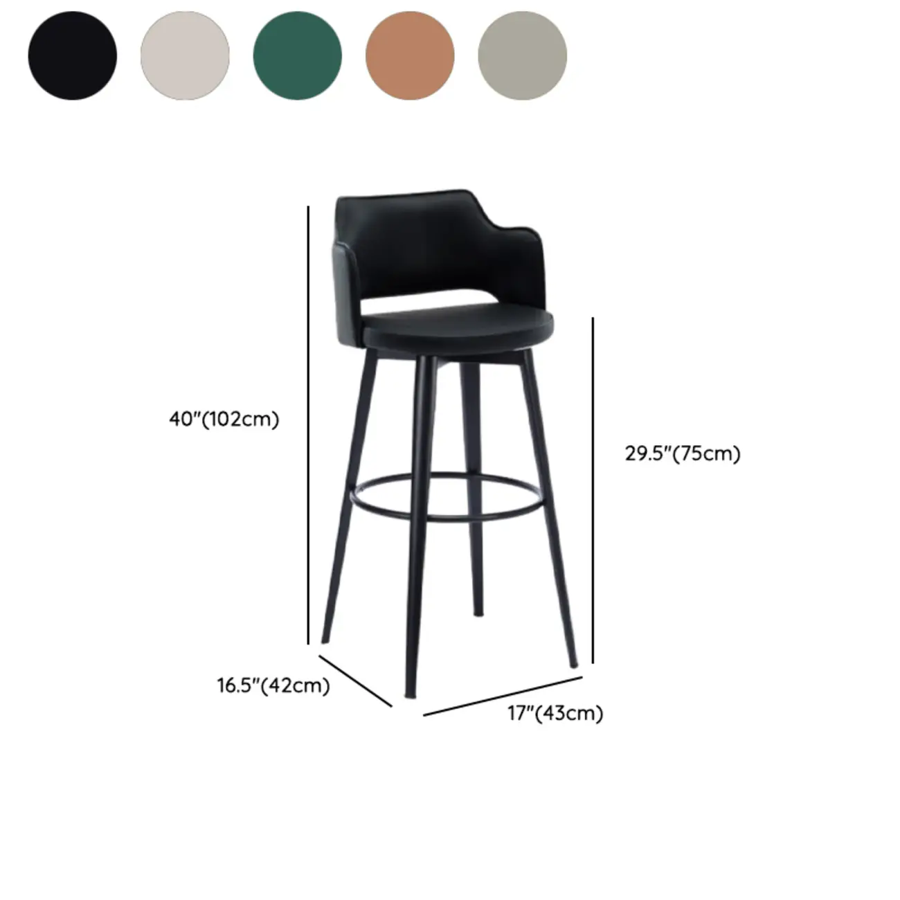 Mid-Century Modern Upholstered Bucket Seat Swivel Bar Stools