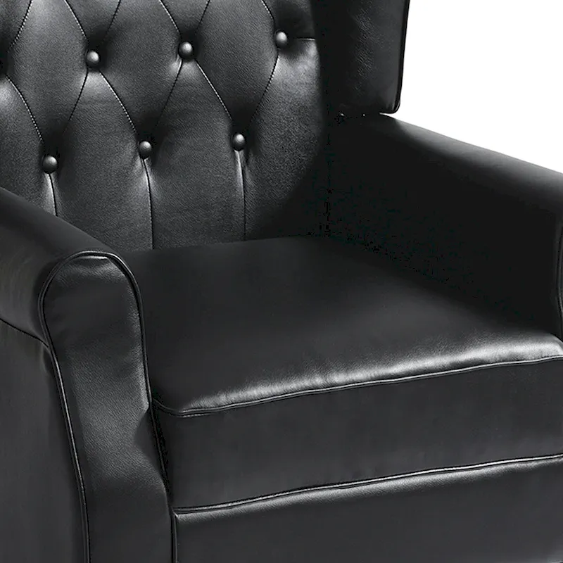 Set of 2 Vegan Leather Upholstered Button Tufted Accent Chair