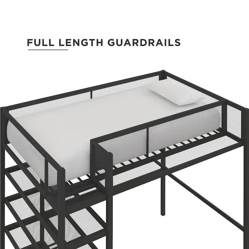 Avenue Greene Tammy Metal Twin Storage Loft with Bookcase