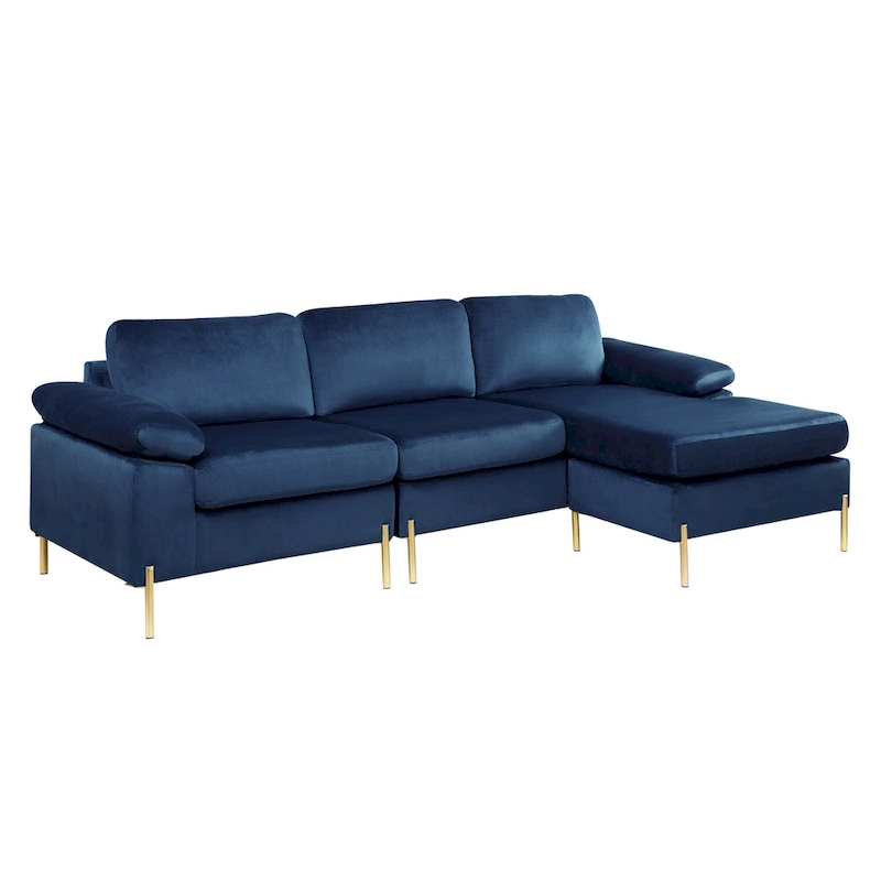 Shannon Velvet Sectional Sofa with Chaise