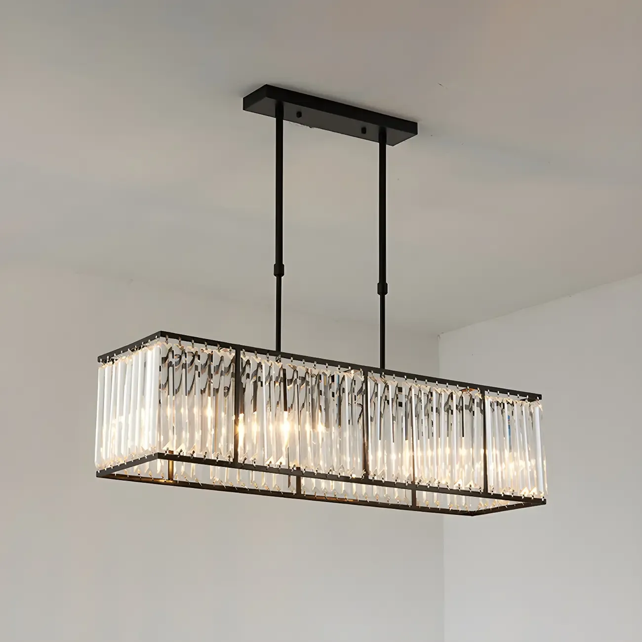 Luxury Crystal Gold Rectangle Island Pendant Light