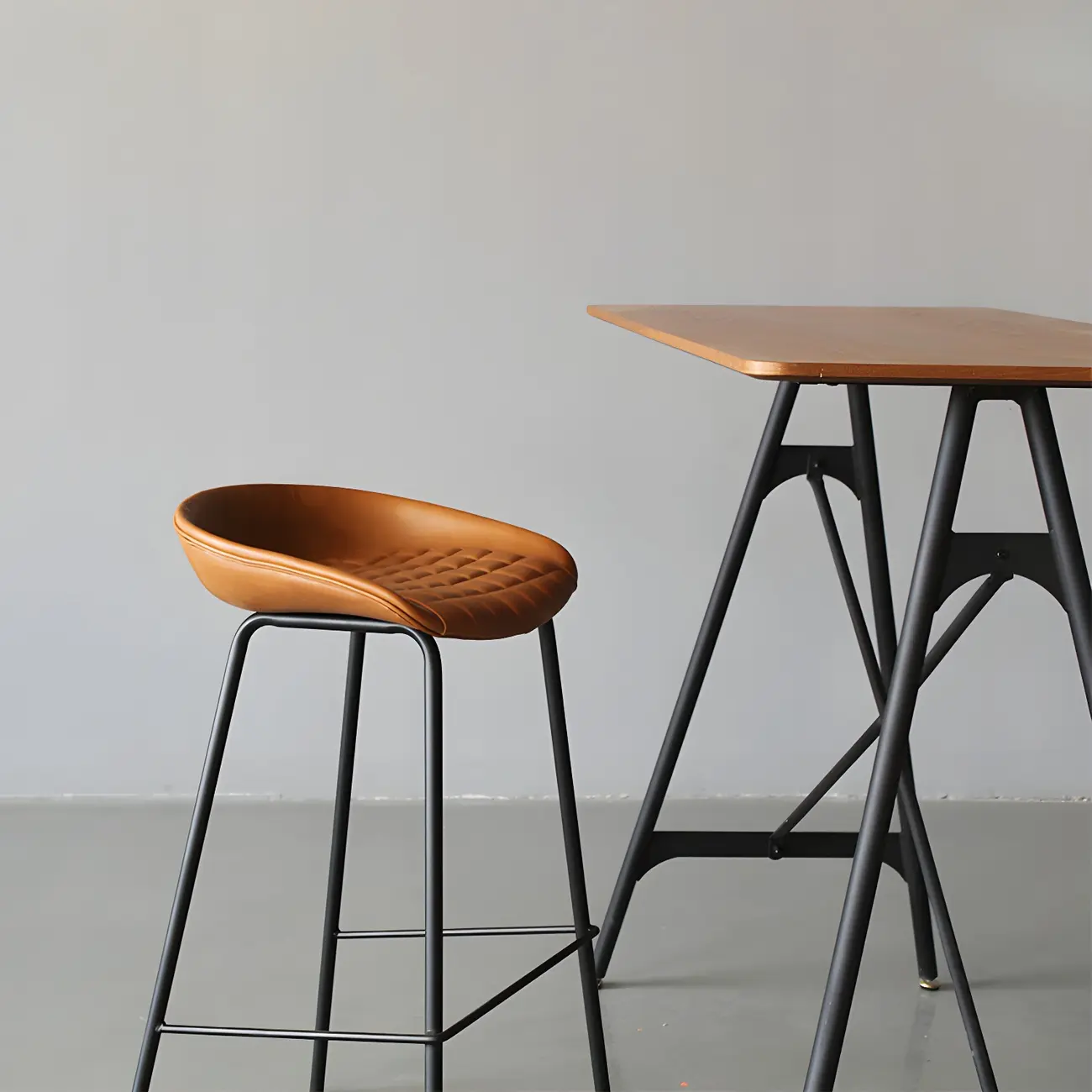 Industrial Lightweight Black Wood Wood-Tone Metal Bar Tables