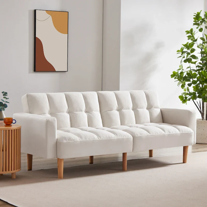 VANOMi 79.52W Modern Velvet Convertible Sofa For Guest Room Living Room