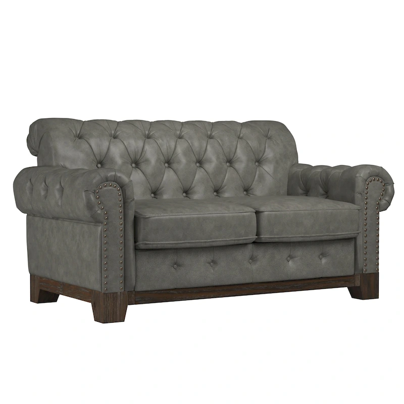 Greenwich Tufted Rolled Arm Nailhead Chesterfield Loveseat by iNSPIRE Q Artisan