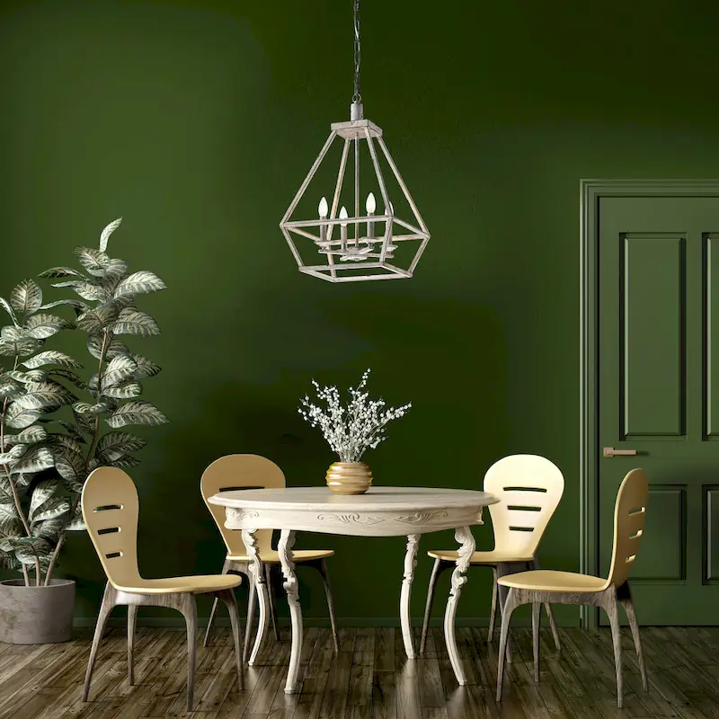 Antique White 4-Light Geometric Lantern Pendant