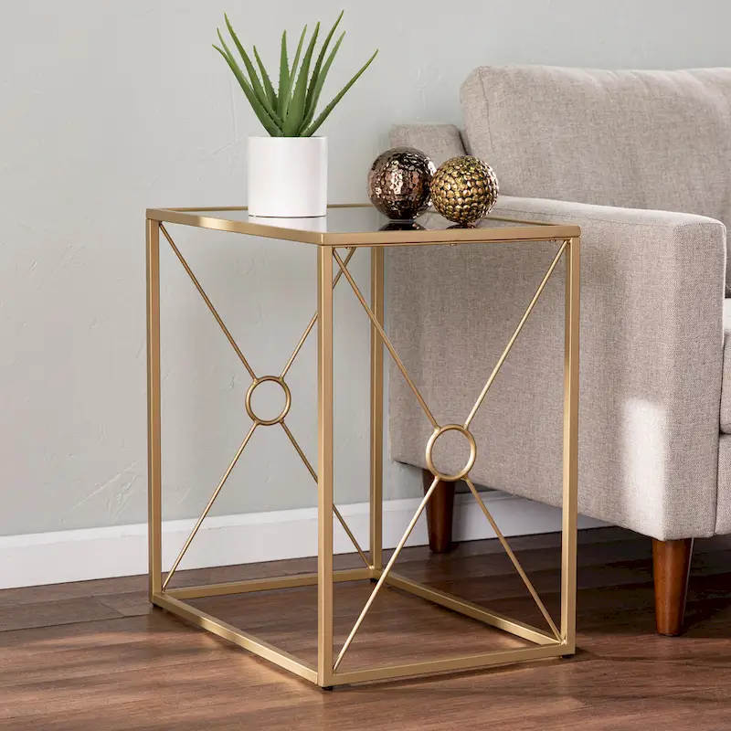 Transitional Gold Metal Side Table