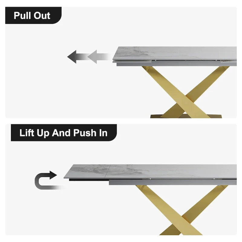 9-Piece Extendable Sintered Stone Dining Set with 8 Fabric Chairs - 94.48