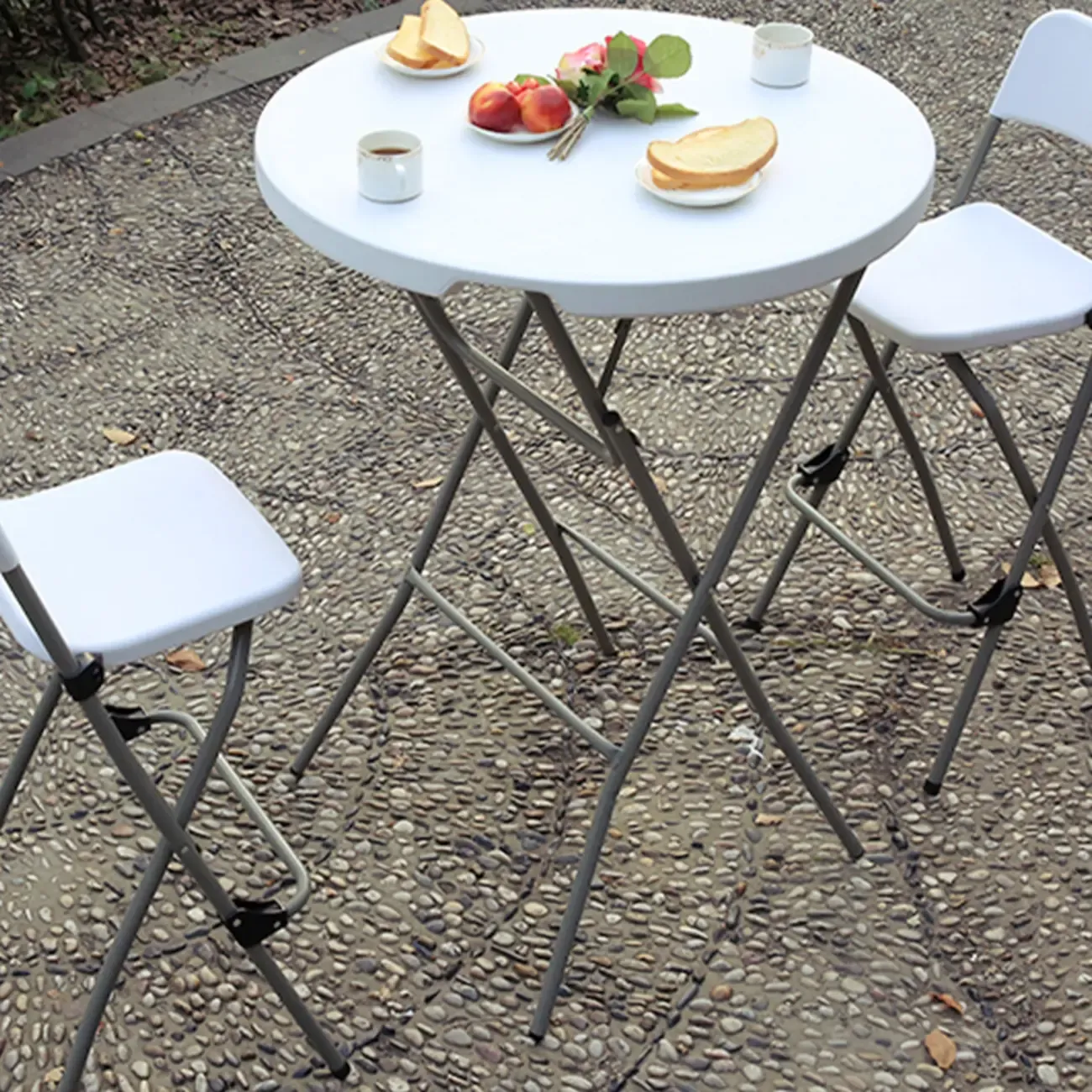 Stylish White Acrylic Top Grey Metal Leg Bar Table