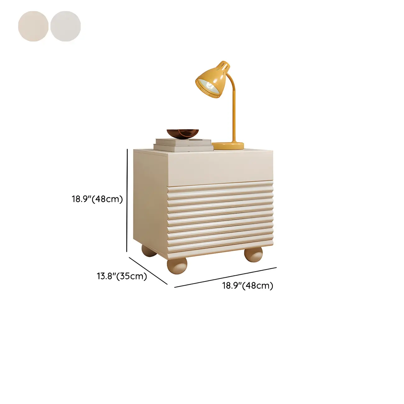 Princess Rectabgular White Wood Nightstand with 2 Drawers