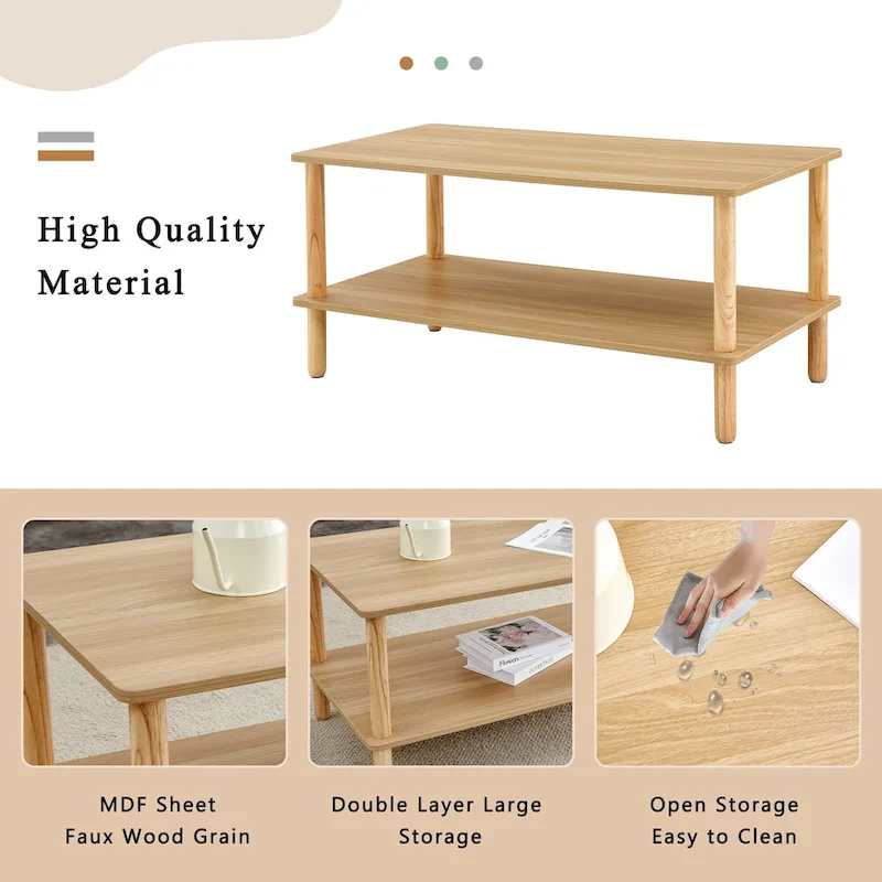 Living Room Rectangular 2-Tier Coffee Table